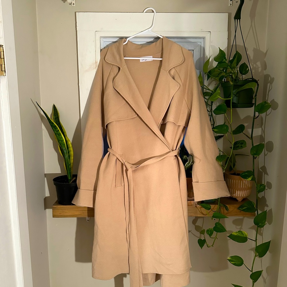 Carly Jean Los Angeles Tan Belted Coat